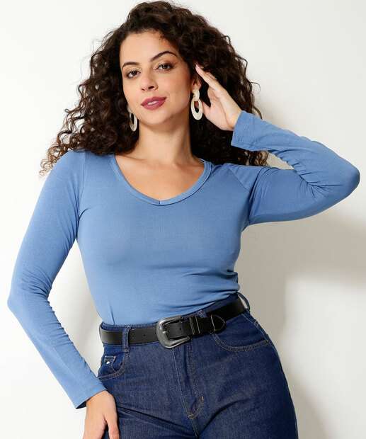 Blusa Feminina Básica Manga Longa 
