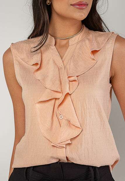 Regata Alfaiataria Com Babados Salmão Salvatore