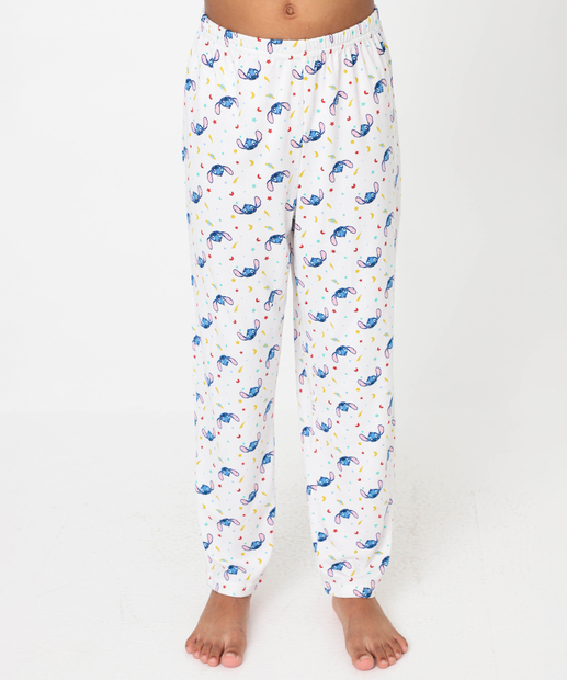 Pijama Infantil Manga Longa Stitch Tam 4 a 12 Lilás