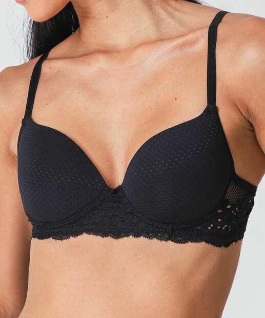 Sutiã Com Base E Bojo Recorte Renda Marisa