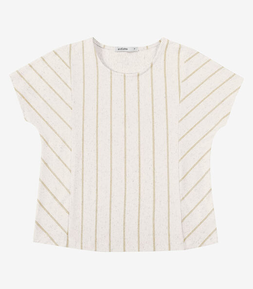 Blusa Feminina Viscolinho Lurex Listrada Endless Bege