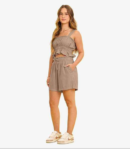 Conjunto Feminino Com Lastex Minty Marrom