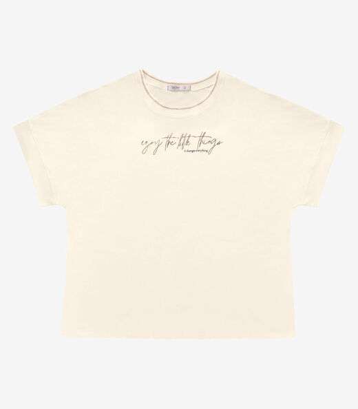 T- Shirt Feminina Manga Curta Secret Glam Bege