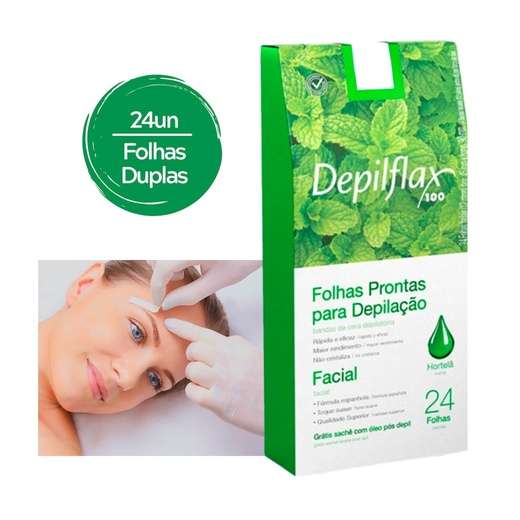 Folhas para Depilação Facial Hortelã Depilflax C/24 Unid