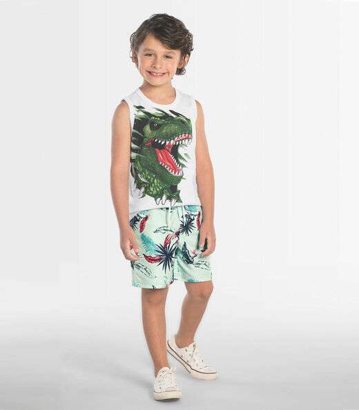 Bermuda Infantil Folhagem Rovitex Kids Verde