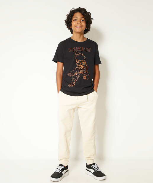 Camiseta Juvenil Estampa Frontal Naruto Tam 10 a 16
