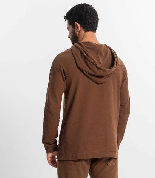 Camiseta Masculina Manga Longa com Capuz Diametro Marrom