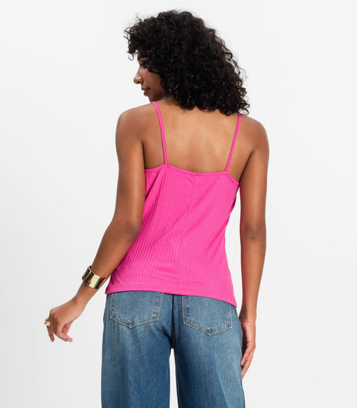 Blusa De Alça Feminina Ribana Canelada Rovitex Rosa
