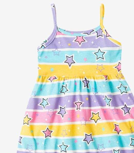 Vestido Infantil Estampado de Alcinha Bju Kids Roxo