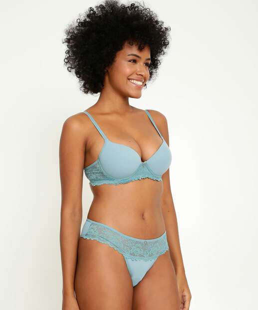 Sutiã De Renda Com Base E Com Bojo Recorte Marisa