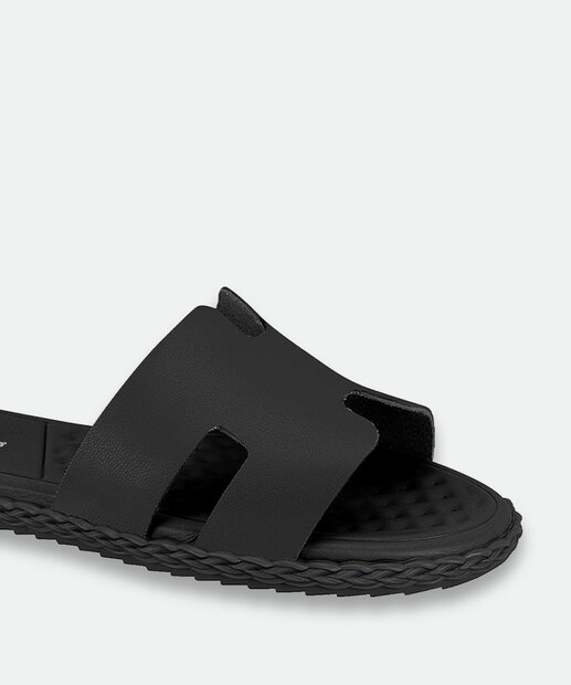 Rasteirinha Feminina Tiras Moleca Preto