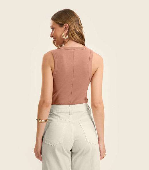 Regata Cropped Feminina Ribana Rovitex Marrom