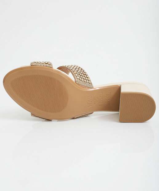 Tamanco Feminino Salto Grosso Strass Vizzano