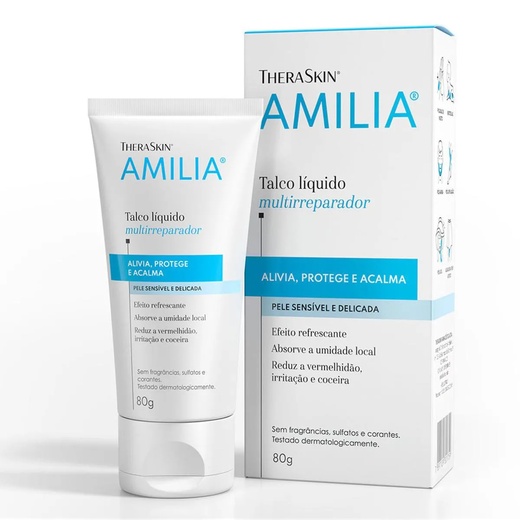 Theraskin Amilia Talco Líquido Multirreparador Pele Sensível E Delicada 80g