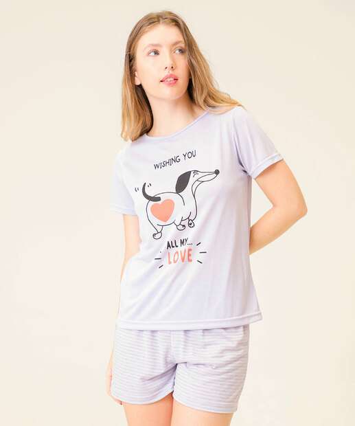 Image_Pijama Feminino Estampa Cachorro Manga Curta Marisa