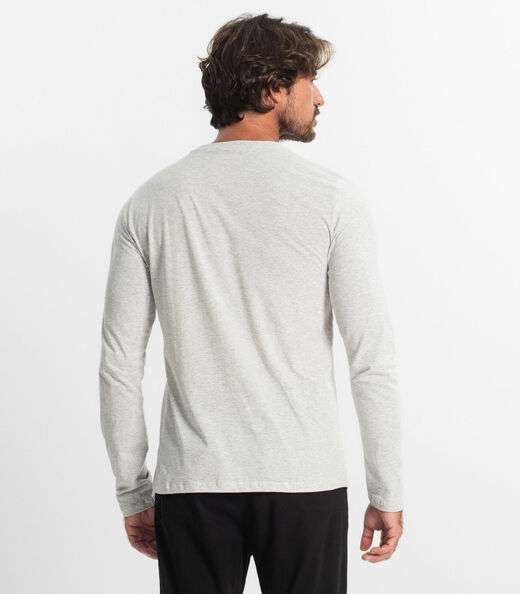 Camiseta Manga Longa Meia Malha Diametro Cinza