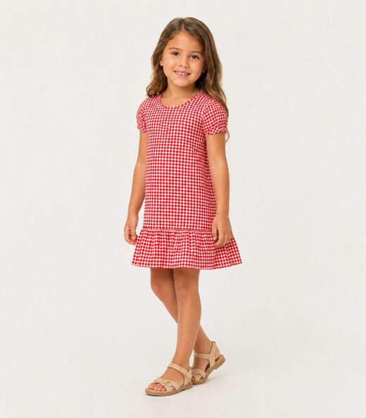 Vestido Infantil Menina Em Cotton Leve Select Vermelho
