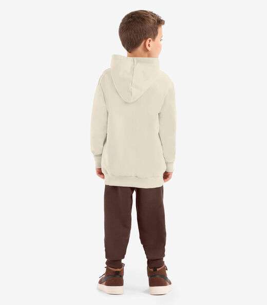 Conjunto Blusão Com Capuz E Calça Rovi Kids Bege