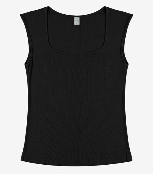 Regata Feminina em Ribana de Viscose Rovitex Preto