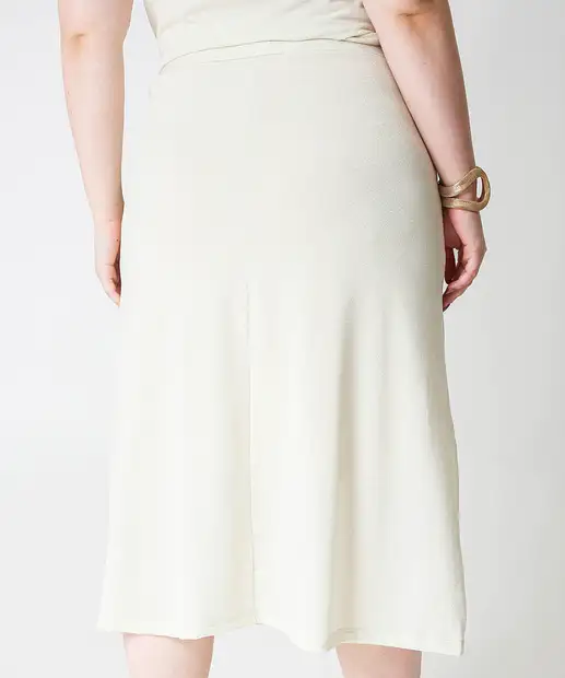 Saia Midi Lurex Plus Size Marisa Bege