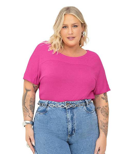 Image_Blusa Visco Tricot Plus Size Secret Glam Rosa