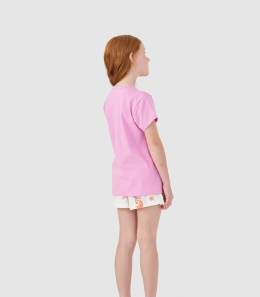 Pijama Curto Infantil Mensageira Da Paz Rosa