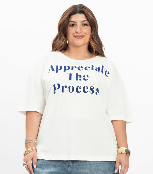 Blusa Manga Curta Feminina Plus Size Secret Glam Bege