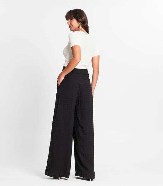 Calça Pantalona Feminina Xadrez Endless Preto