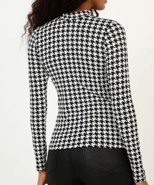 Blusa Feminina Pied Poule Gola Alta Manga Longa Marisa