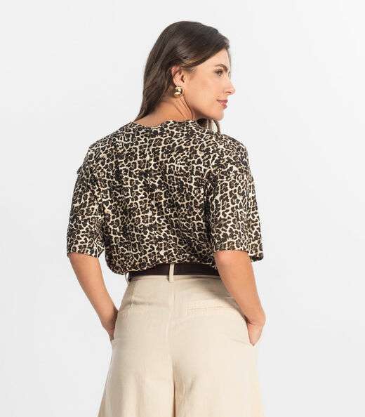 Blusa Feminina Manga Curta Select Bege