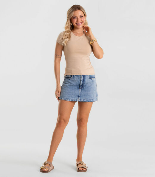 Blusa Feminina Cotton Leve Básica Rovitex Bege