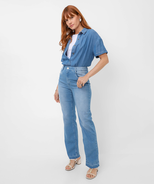 Image_Calça Jeans Reta Feminina Marisa Azul