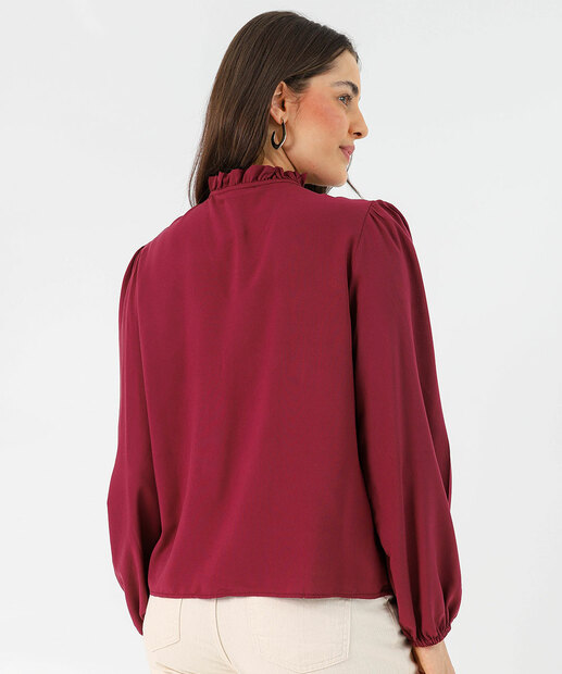 Blusa Feminina Lisa Manga Longa Marisa Vinho