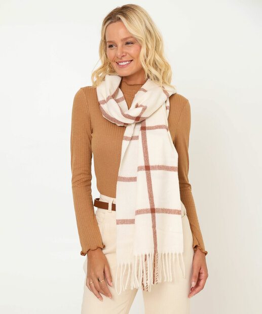 Image_Cachecol Feminino Tricô Xadrez Marisa Off White