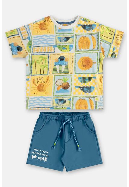 Conjunto Menino Camiseta e Short Três e Já
