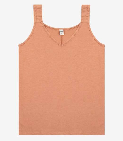 Regata Alça Franzida Feminino Rovitex Marrom