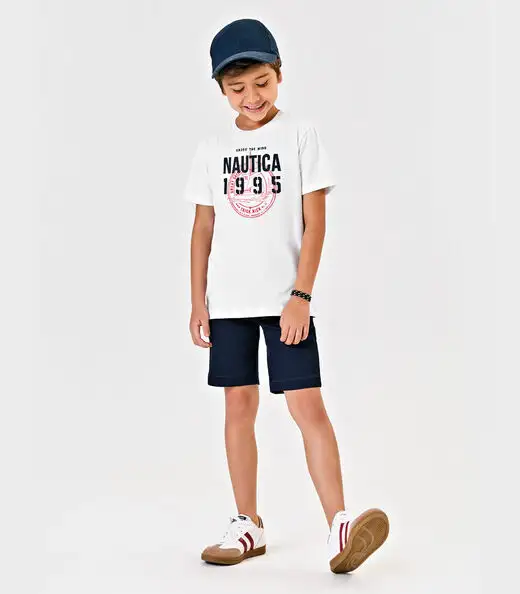 Conjunto Menino Camiseta Com Bermuda Trick Nick Branco