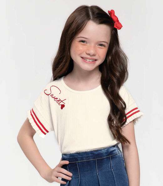 Conjunto Blusa Com Shorts Saia Jeans Trick Nick Bege