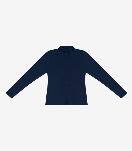 Image_Blusa Feminina Cotton Gola Alta Básica Rovitex Azul
