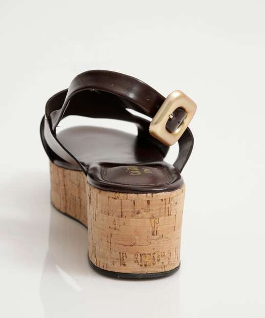 Sandália Flatform Feminina Fivela Marrom