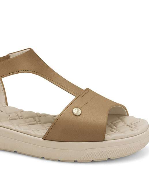 Sandália Feminina Flatform Tiras Comfortflex Marrom