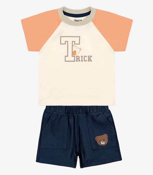 Image_Conjunto Infantil Camiseta Com Bermuda Trick Nick Laranja
