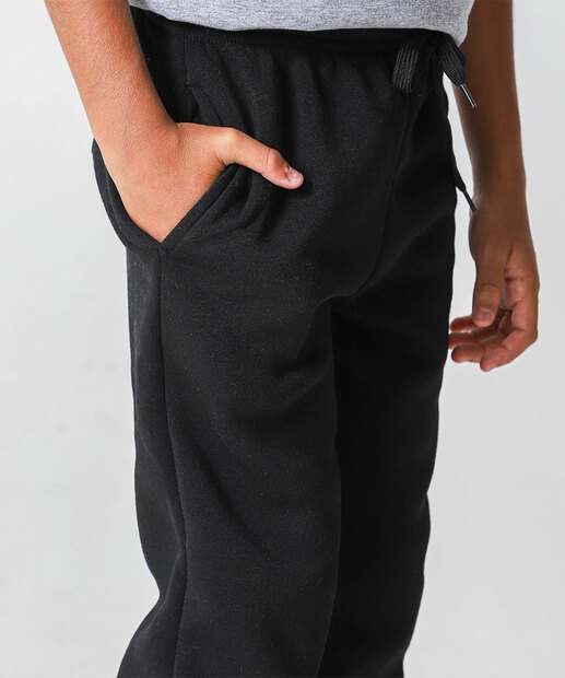 Calça Infantil Jogger Moletom Marisa Tam 4 a 10 Preto