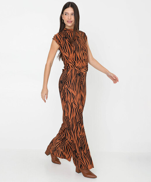Image_Calça Pantalona Feminina Animal Print Marisa Marrom