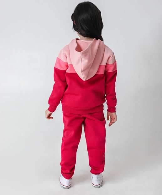 Conjunto Infantil Moletom Bordado Marisa Tam 4 a 10 Rosa