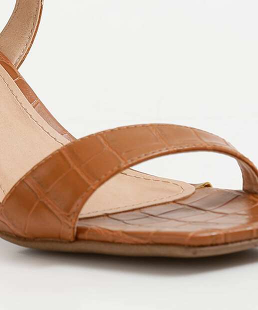 Sandália Salto Grosso Feminina Croco Marisa 