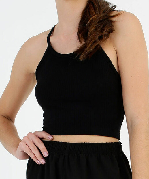 Blusa Cropped Feminina Canelada Halter Neck Marisa