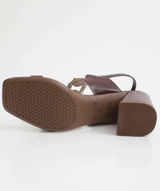 Sandália Feminina Salto Grosso Via Uno Vinho