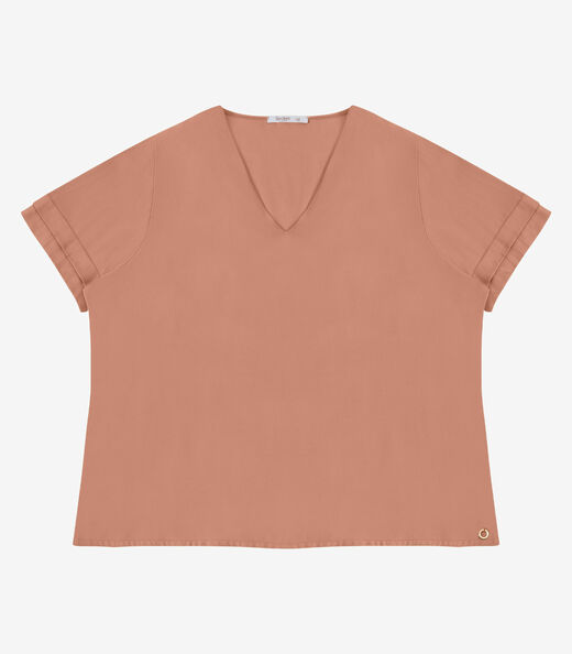 Blusa Feminina Decote V Viscose Secret Glam Marrom