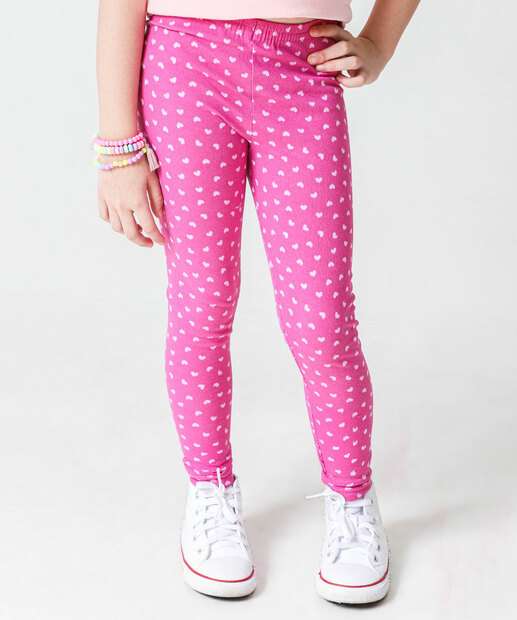 Calça Infantil Legging Corações Marisa Tam 4 a 10 Rosa